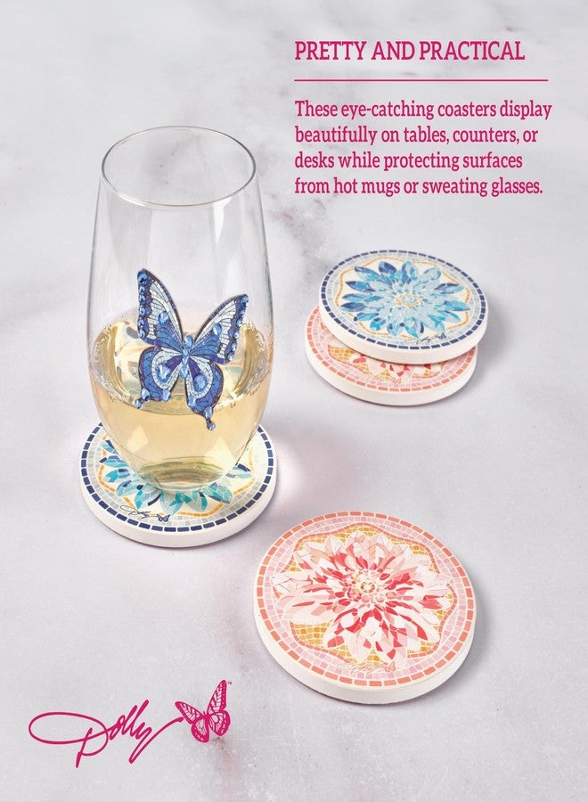 Dolly Parton Ceramic Coaster Set with Mosaic Flower Design, 4 Piece - Image 5